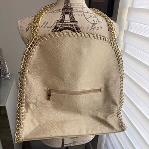 Chain Link Creme Gold Hand Bag Purse